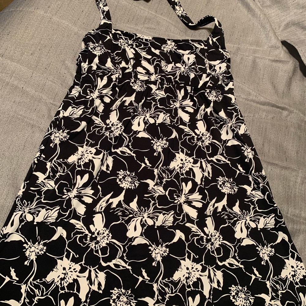 Black and white swim dress